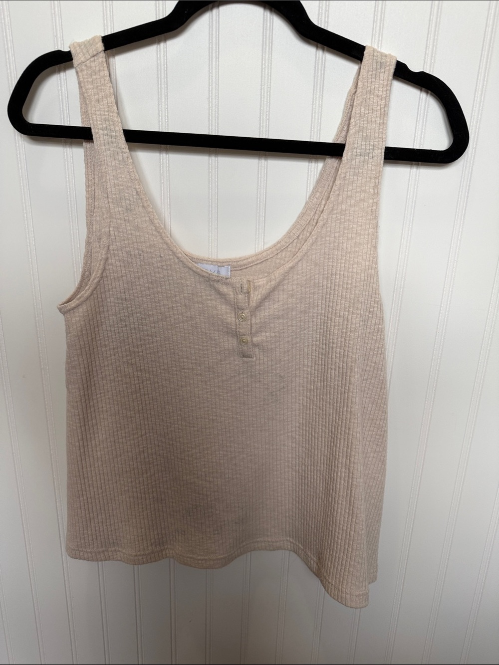 GAP Love Beige Ribbed Henley Tank Top m